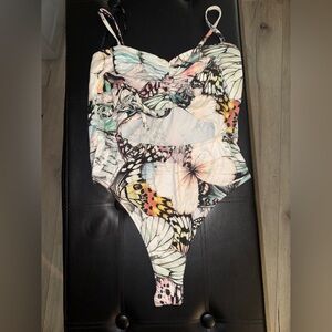 Pastel Butterfly Floral Cutout Bodysuit
